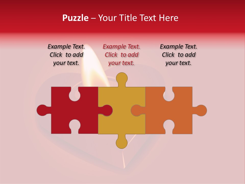 A Red Heart Shaped Candle On A Red Background PowerPoint Template