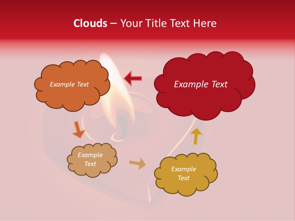 A Red Heart Shaped Candle On A Red Background PowerPoint Template
