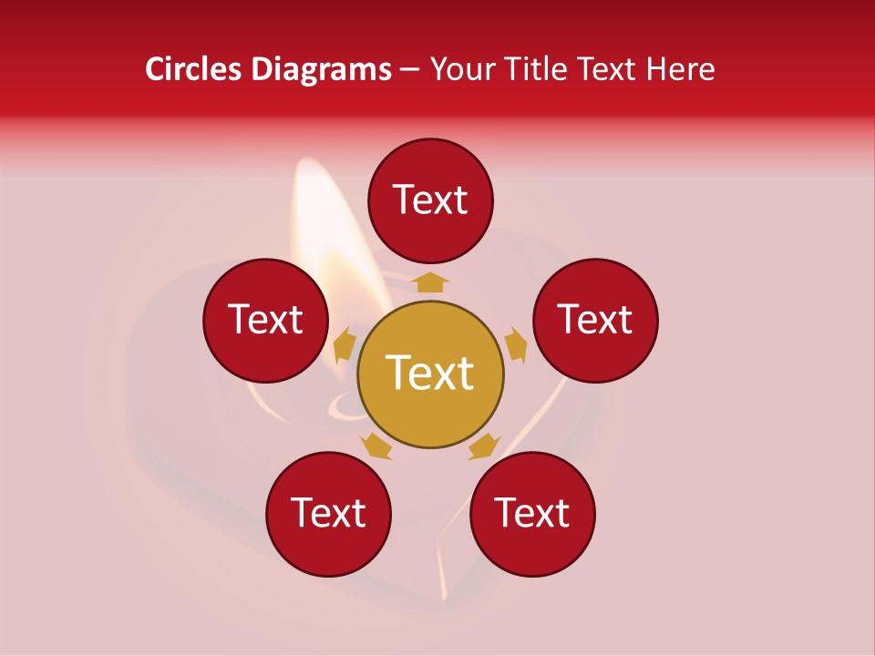 A Red Heart Shaped Candle On A Red Background PowerPoint Template