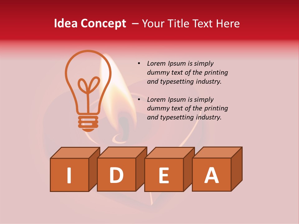 A Red Heart Shaped Candle On A Red Background PowerPoint Template