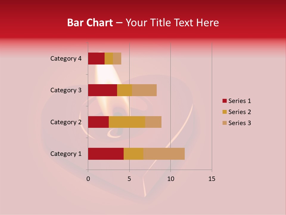 A Red Heart Shaped Candle On A Red Background PowerPoint Template