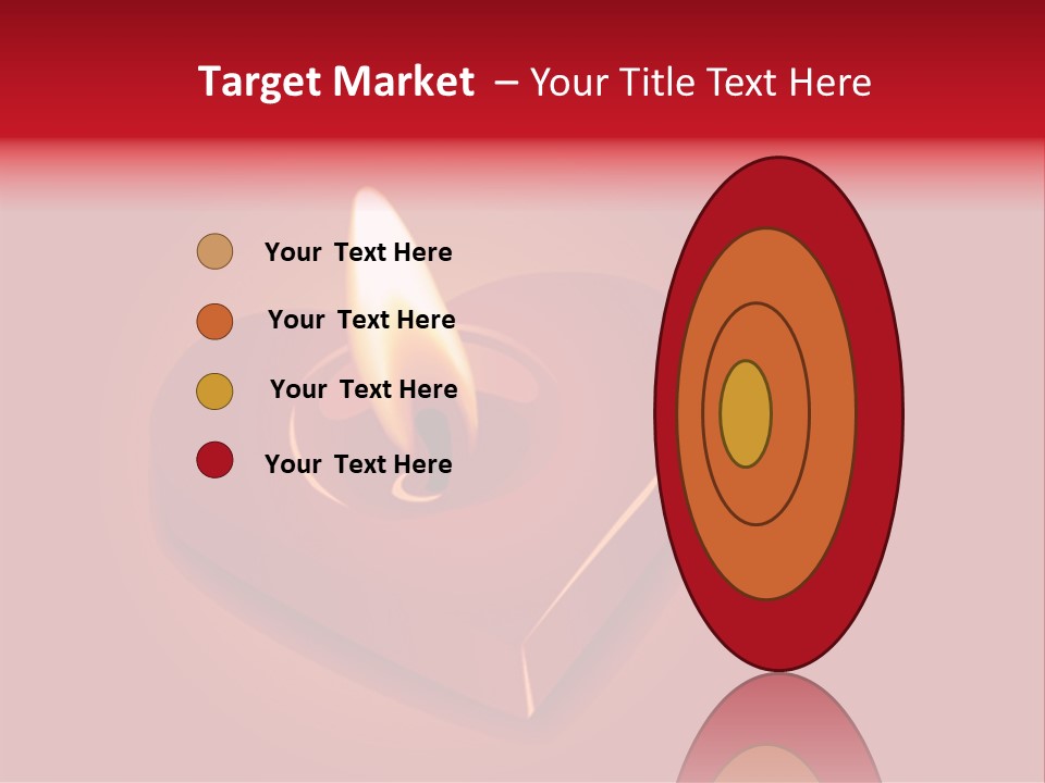 A Red Heart Shaped Candle On A Red Background PowerPoint Template
