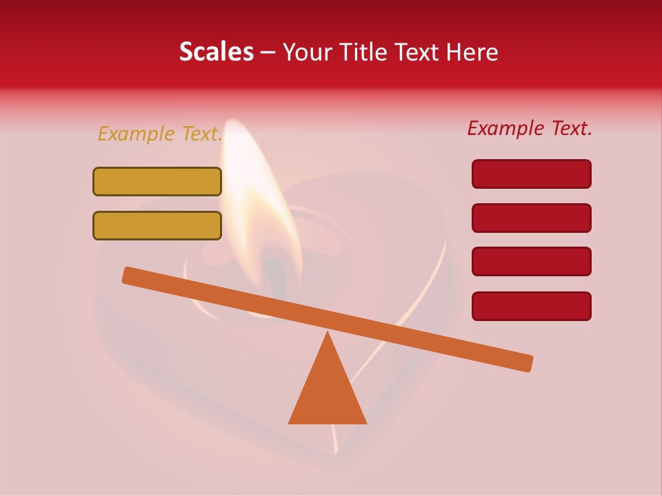 A Red Heart Shaped Candle On A Red Background PowerPoint Template