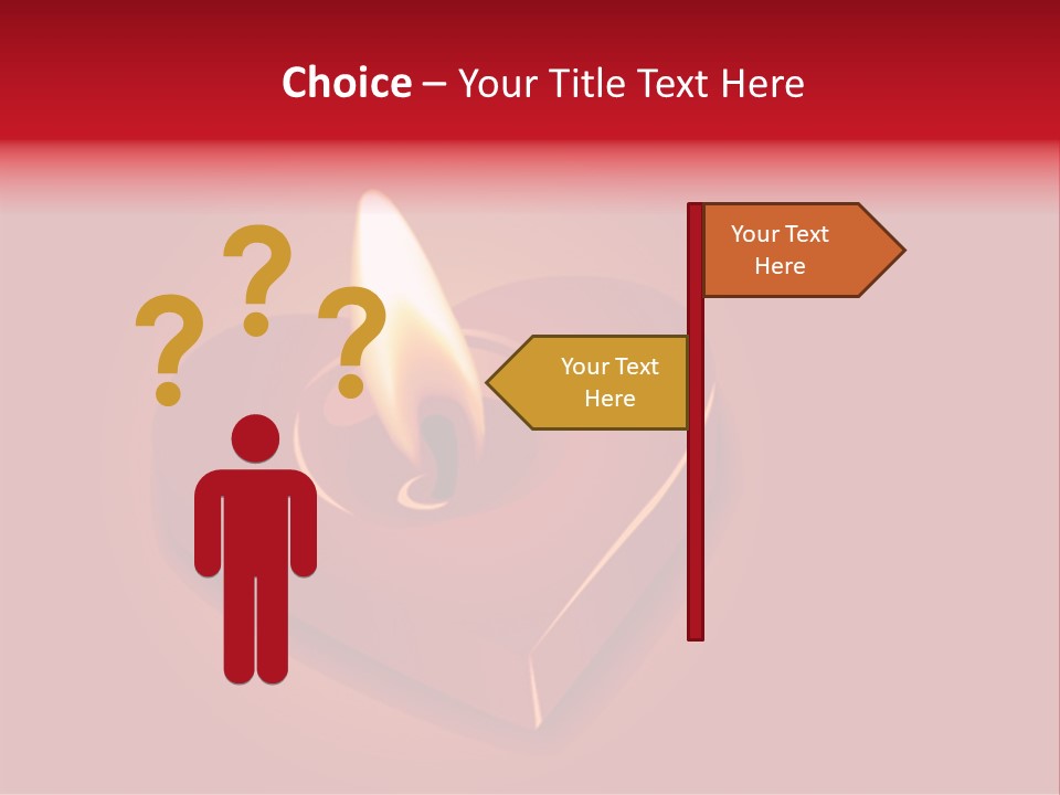 A Red Heart Shaped Candle On A Red Background PowerPoint Template