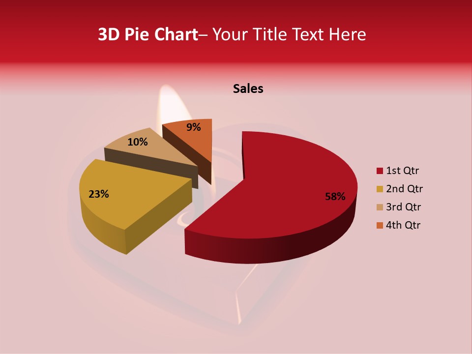 A Red Heart Shaped Candle On A Red Background PowerPoint Template