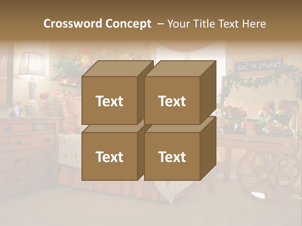 A Bed Room With A Bed A Dresser And A Window PowerPoint Template