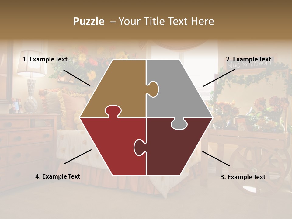 A Bed Room With A Bed A Dresser And A Window PowerPoint Template