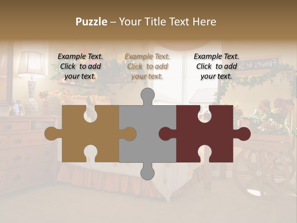 A Bed Room With A Bed A Dresser And A Window PowerPoint Template