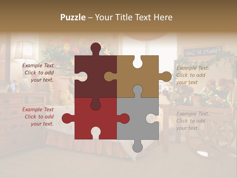 A Bed Room With A Bed A Dresser And A Window PowerPoint Template