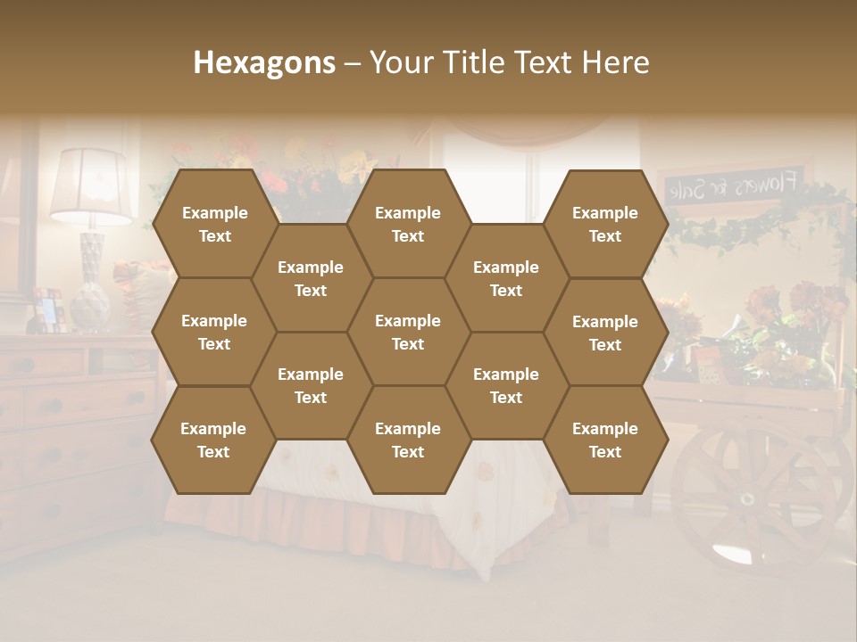 A Bed Room With A Bed A Dresser And A Window PowerPoint Template