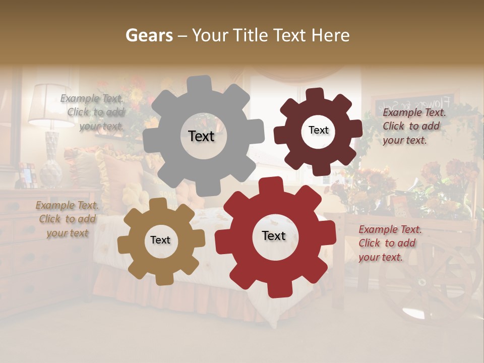 A Bed Room With A Bed A Dresser And A Window PowerPoint Template