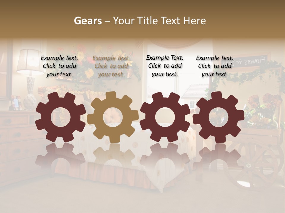 A Bed Room With A Bed A Dresser And A Window PowerPoint Template