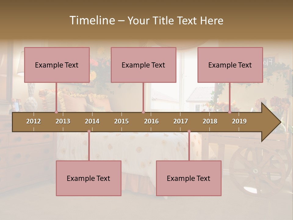 A Bed Room With A Bed A Dresser And A Window PowerPoint Template
