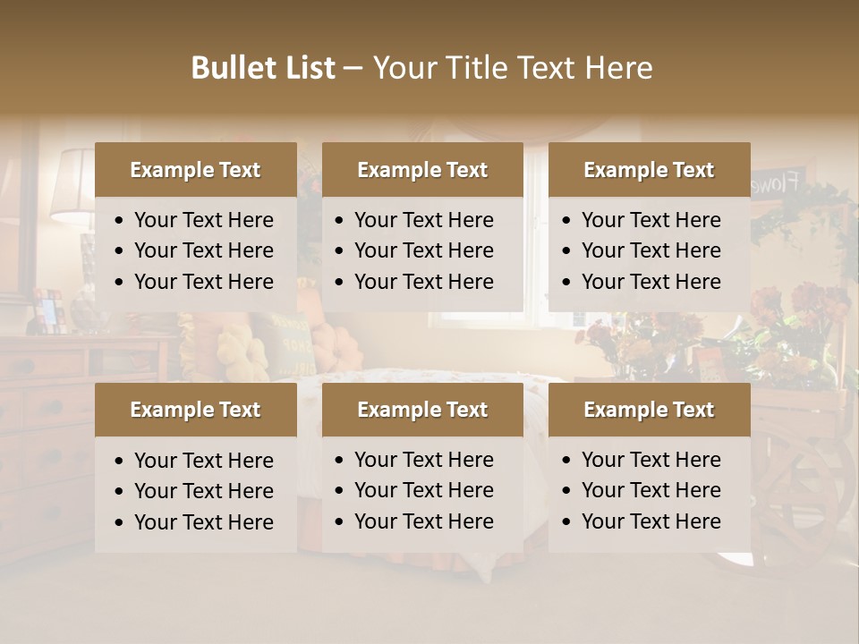 A Bed Room With A Bed A Dresser And A Window PowerPoint Template