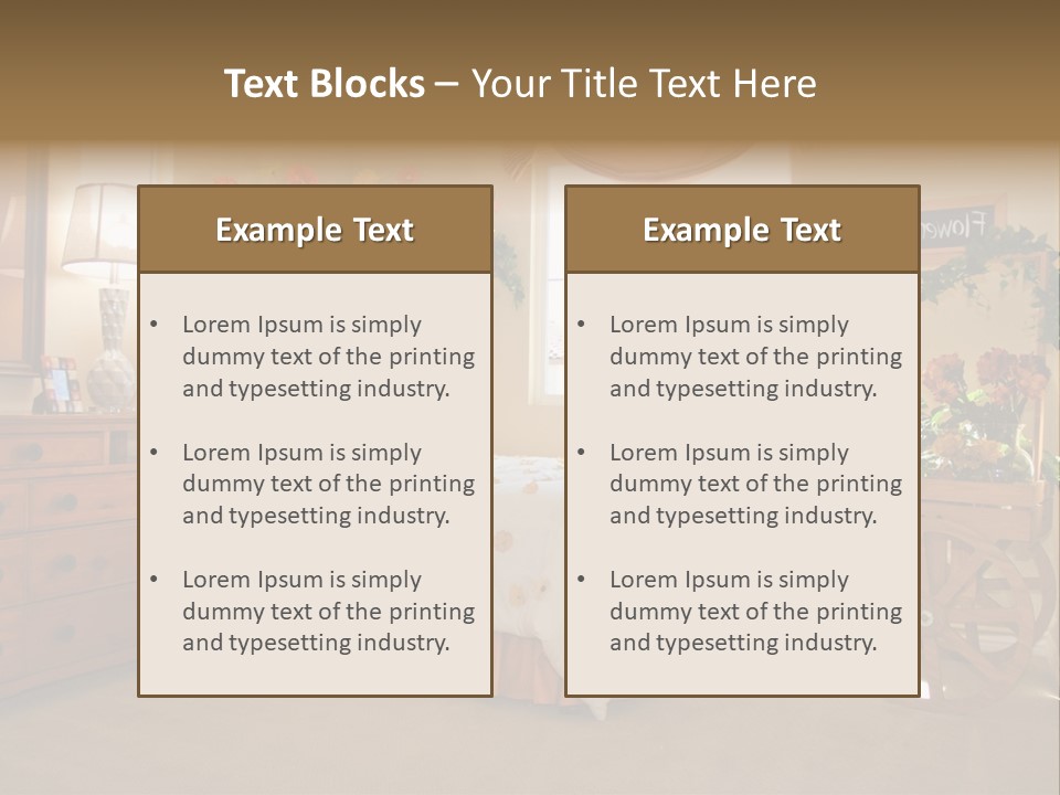 A Bed Room With A Bed A Dresser And A Window PowerPoint Template