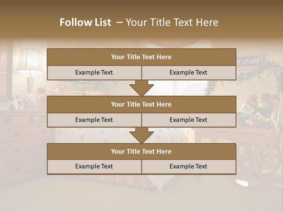 A Bed Room With A Bed A Dresser And A Window PowerPoint Template