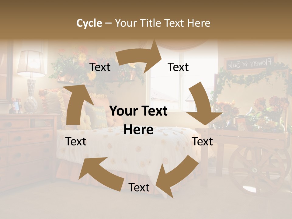 A Bed Room With A Bed A Dresser And A Window PowerPoint Template