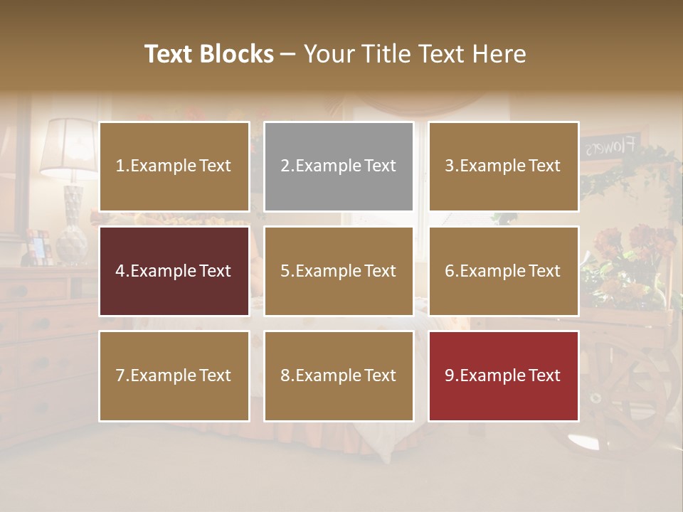 A Bed Room With A Bed A Dresser And A Window PowerPoint Template