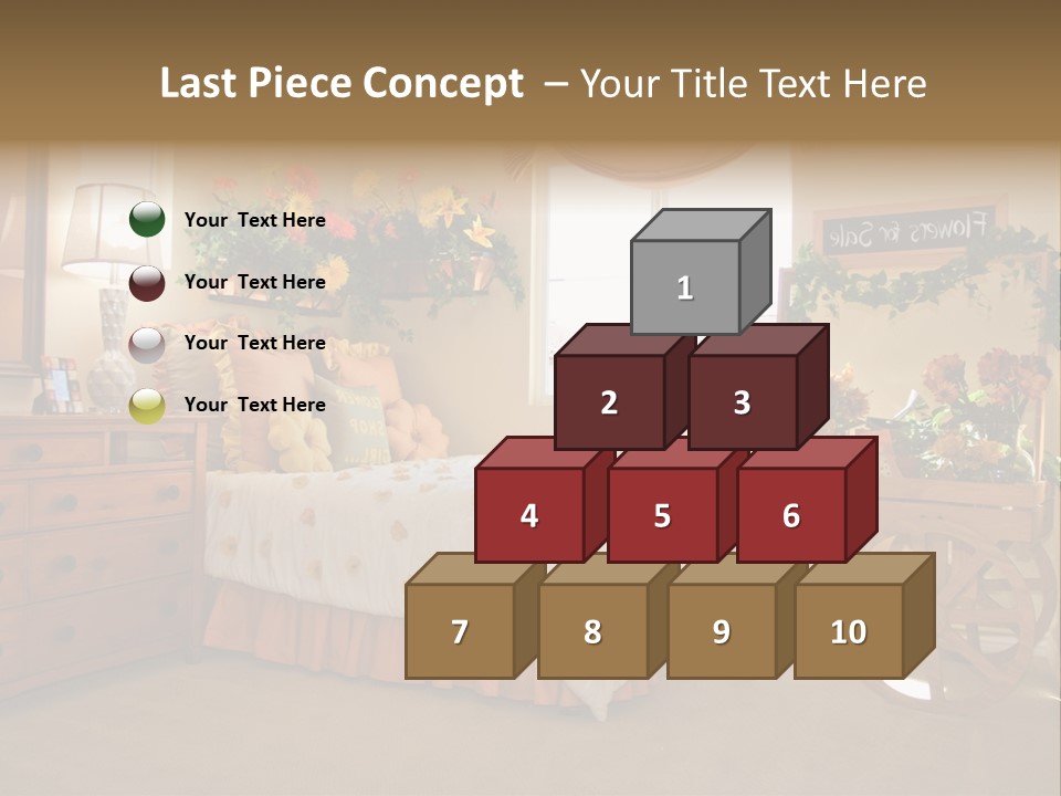 A Bed Room With A Bed A Dresser And A Window PowerPoint Template