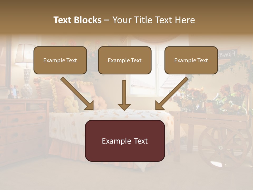A Bed Room With A Bed A Dresser And A Window PowerPoint Template