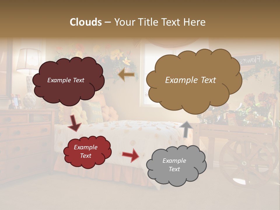 A Bed Room With A Bed A Dresser And A Window PowerPoint Template