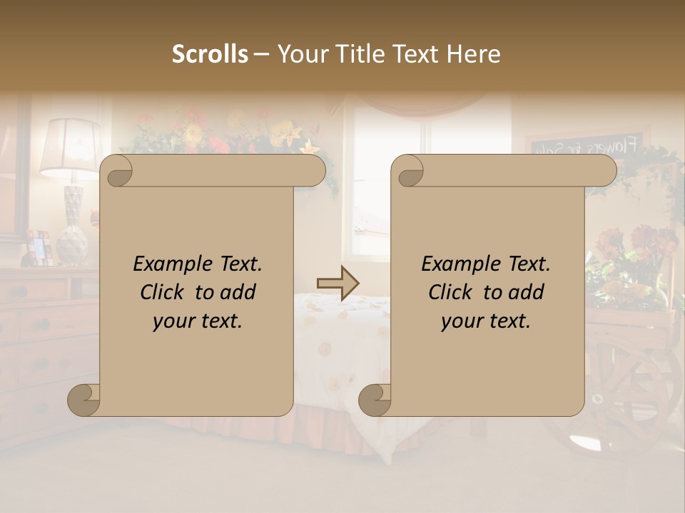 A Bed Room With A Bed A Dresser And A Window PowerPoint Template