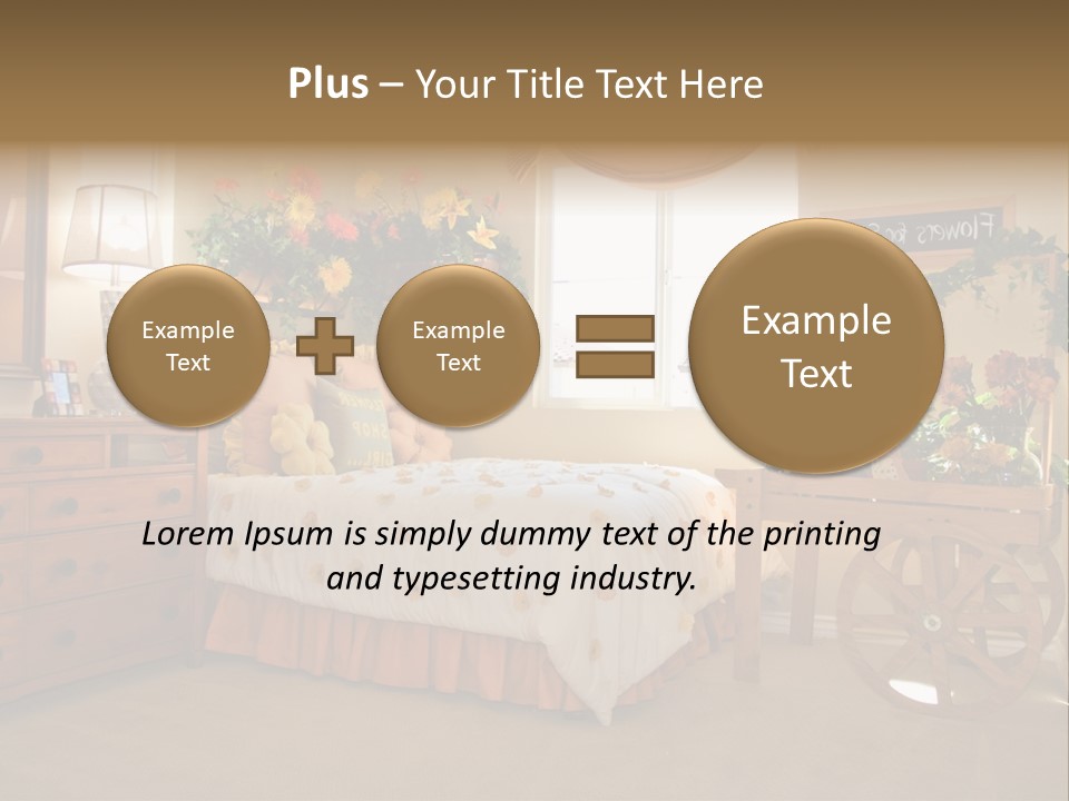 A Bed Room With A Bed A Dresser And A Window PowerPoint Template