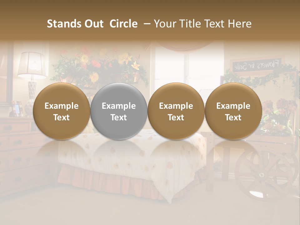 A Bed Room With A Bed A Dresser And A Window PowerPoint Template