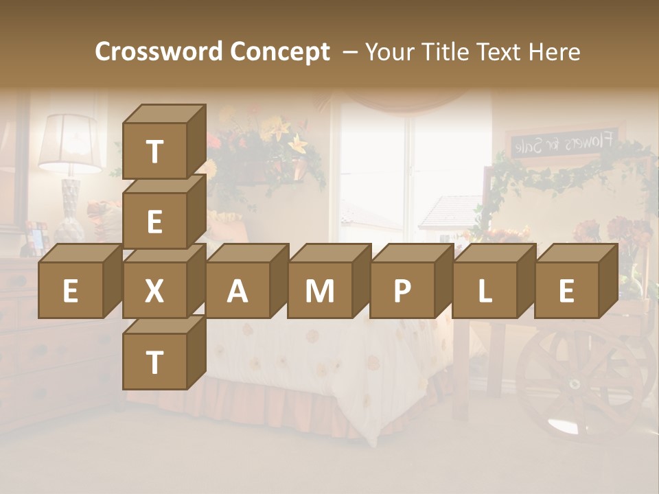 A Bed Room With A Bed A Dresser And A Window PowerPoint Template