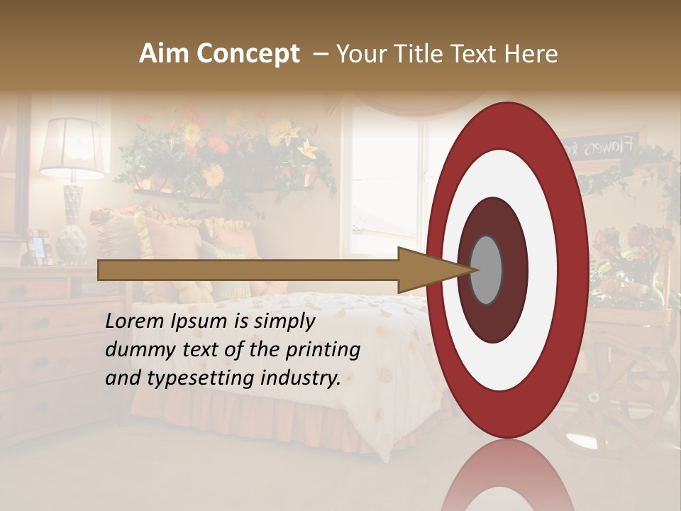 A Bed Room With A Bed A Dresser And A Window PowerPoint Template