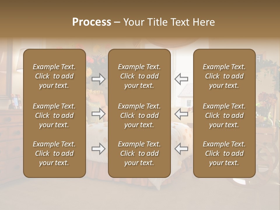 A Bed Room With A Bed A Dresser And A Window PowerPoint Template