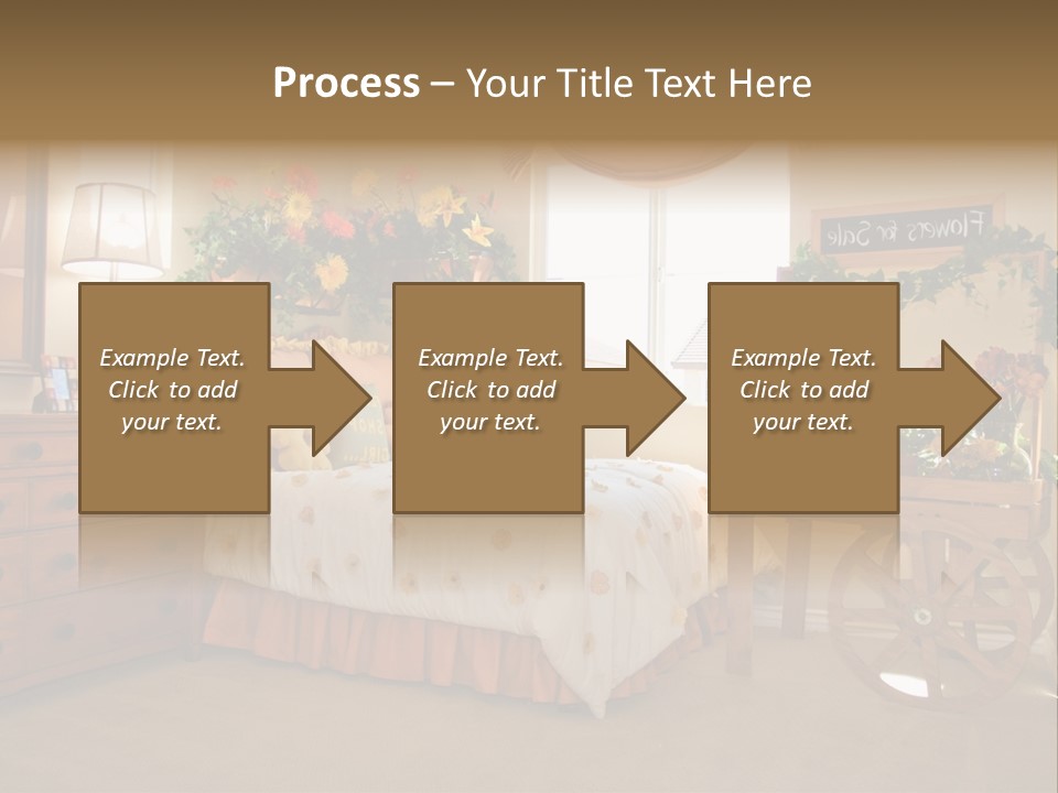 A Bed Room With A Bed A Dresser And A Window PowerPoint Template