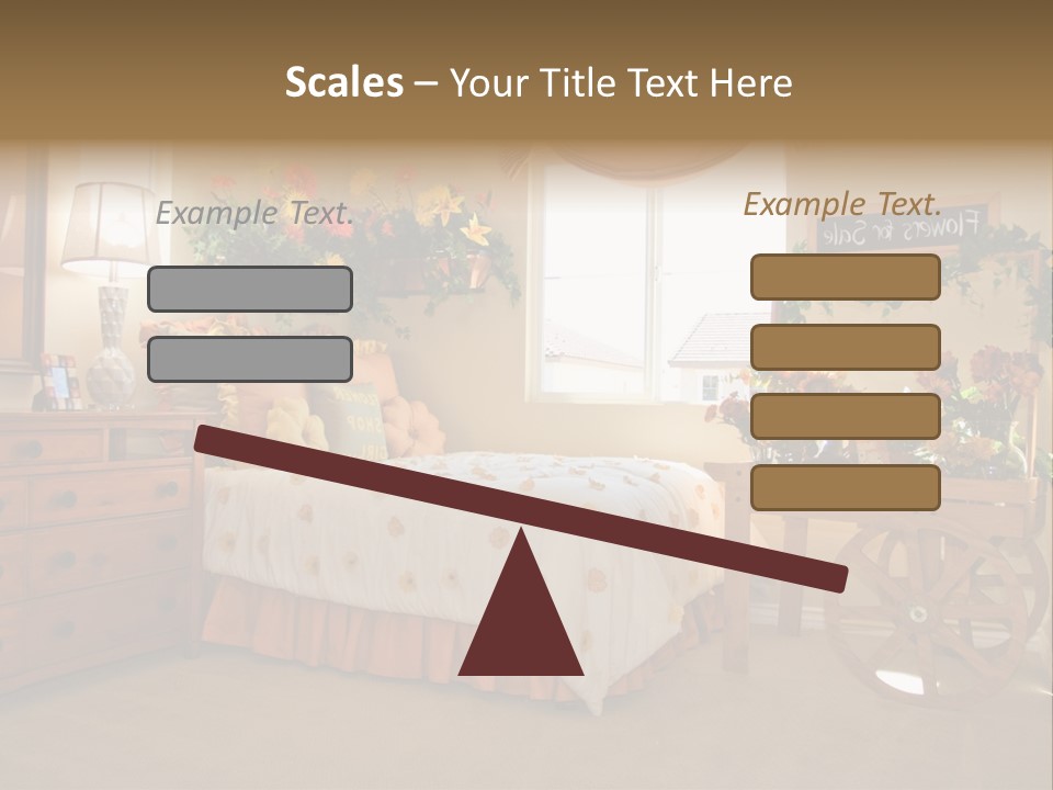 A Bed Room With A Bed A Dresser And A Window PowerPoint Template