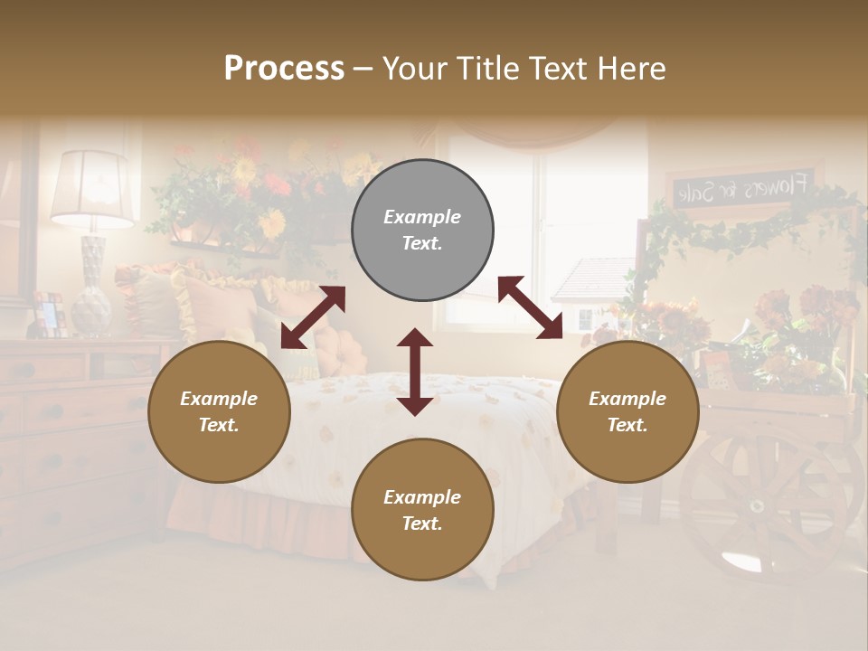 A Bed Room With A Bed A Dresser And A Window PowerPoint Template
