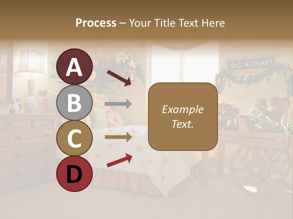 A Bed Room With A Bed A Dresser And A Window PowerPoint Template