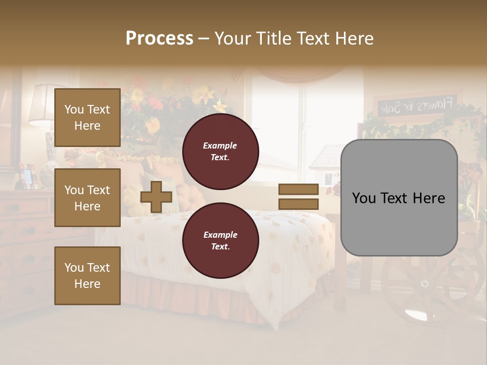 A Bed Room With A Bed A Dresser And A Window PowerPoint Template