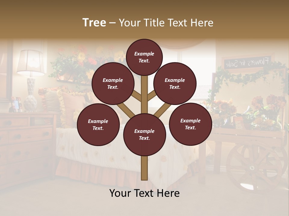 A Bed Room With A Bed A Dresser And A Window PowerPoint Template