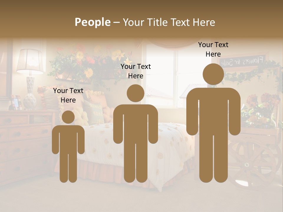 A Bed Room With A Bed A Dresser And A Window PowerPoint Template