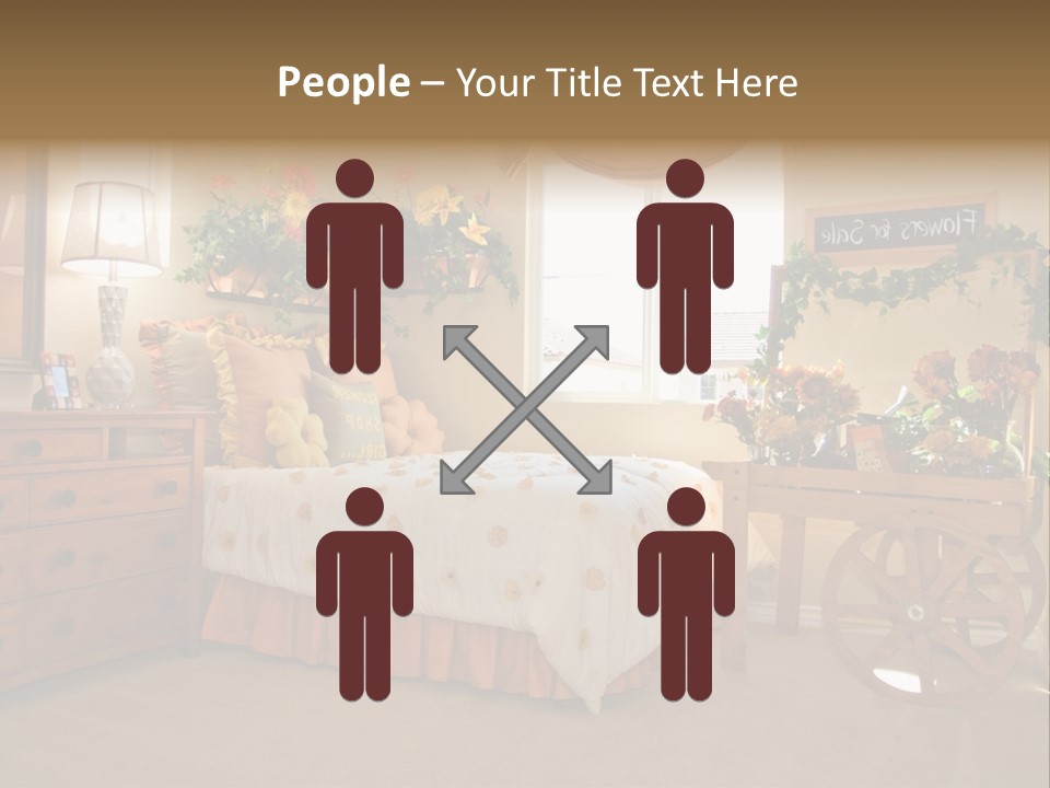 A Bed Room With A Bed A Dresser And A Window PowerPoint Template