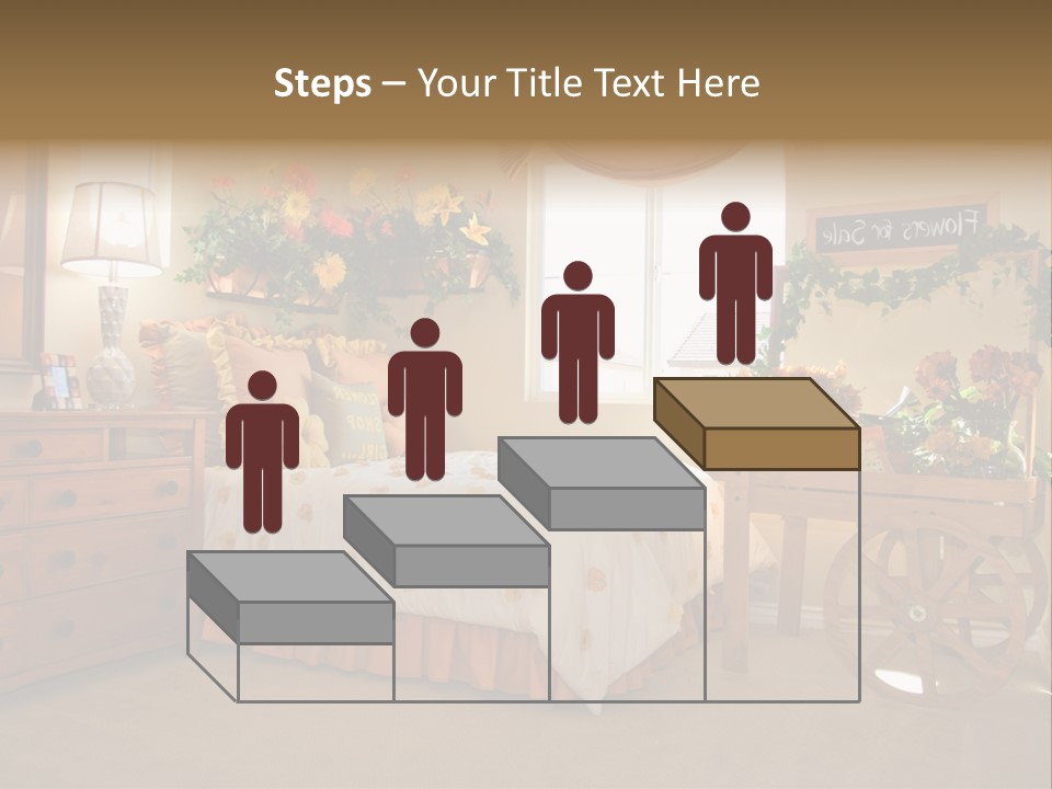 A Bed Room With A Bed A Dresser And A Window PowerPoint Template