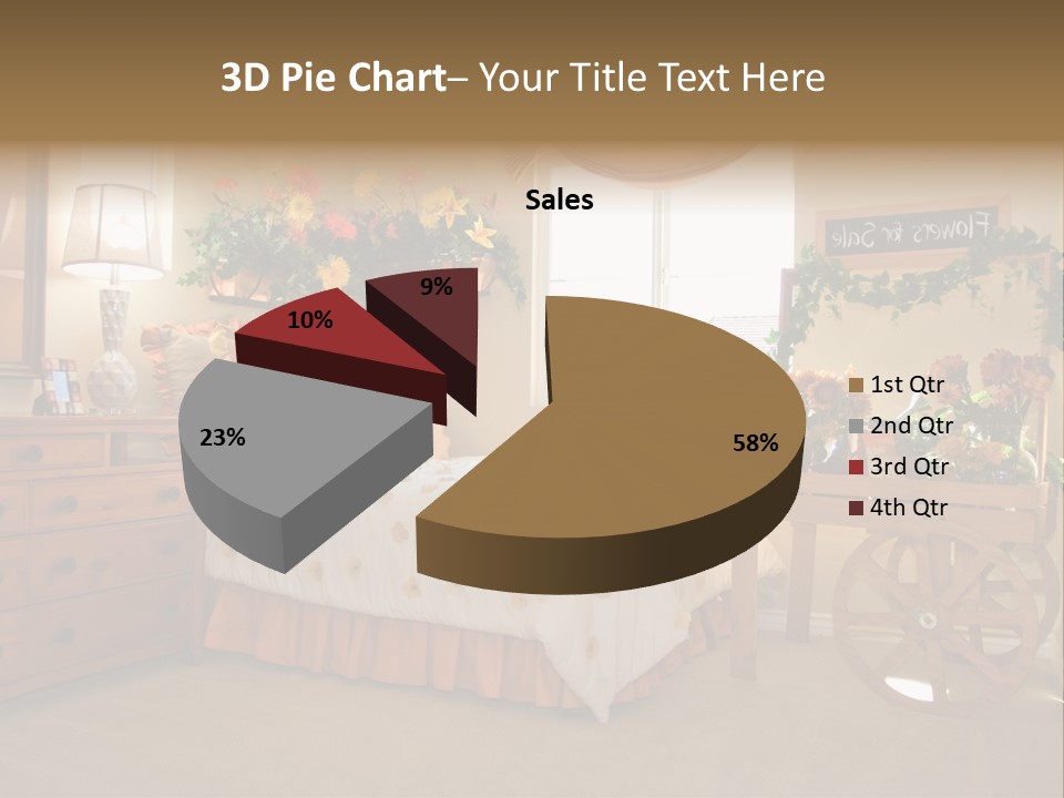 A Bed Room With A Bed A Dresser And A Window PowerPoint Template