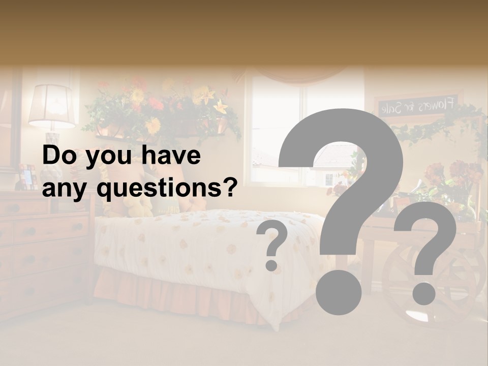 A Bed Room With A Bed A Dresser And A Window PowerPoint Template