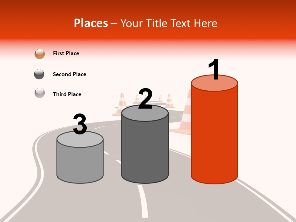 A Road With Traffic Cones And Cones On It PowerPoint Template