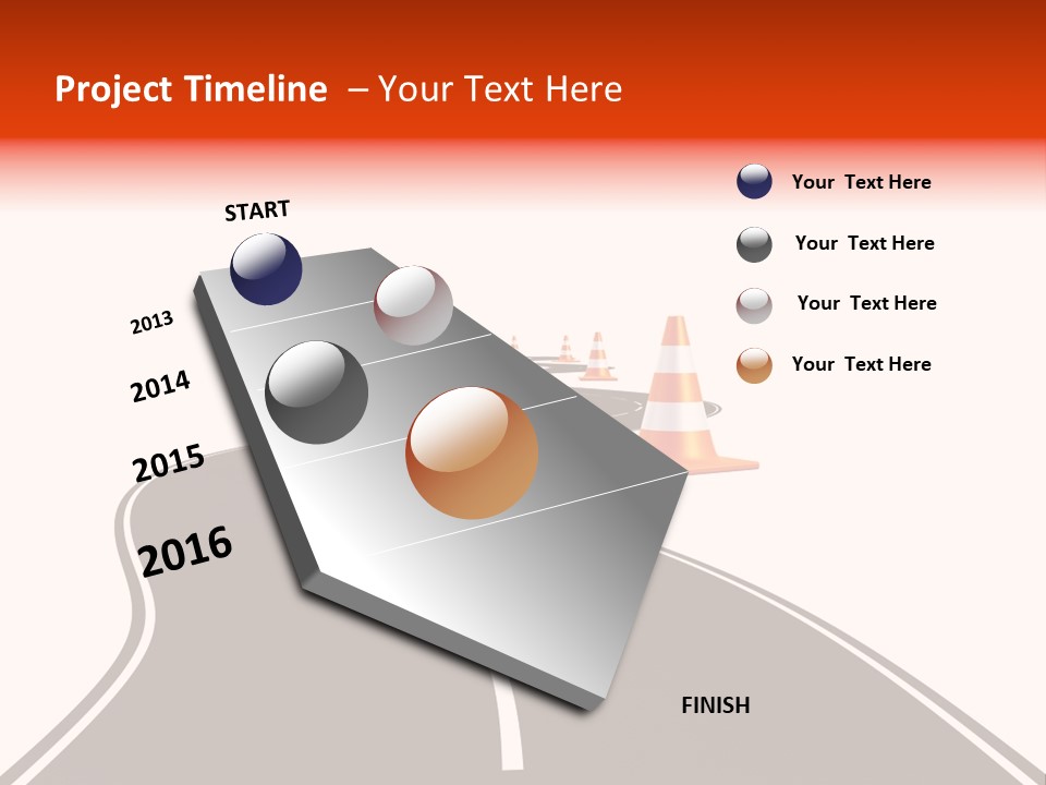 A Road With Traffic Cones And Cones On It PowerPoint Template