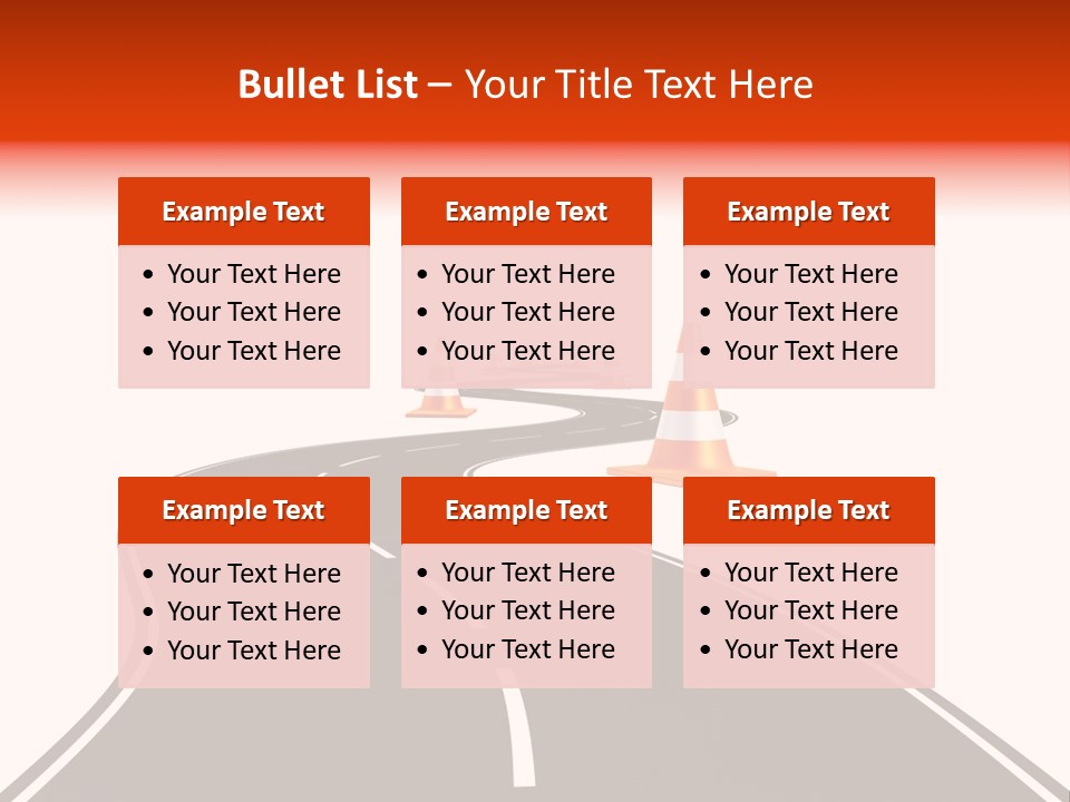 A Road With Traffic Cones And Cones On It PowerPoint Template