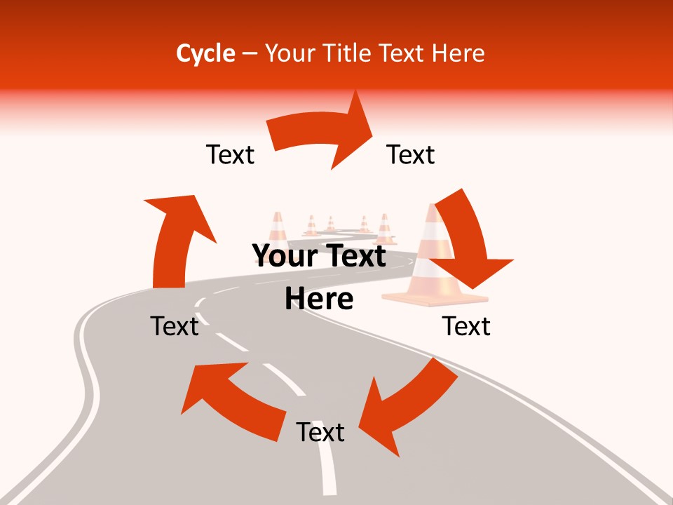 A Road With Traffic Cones And Cones On It PowerPoint Template