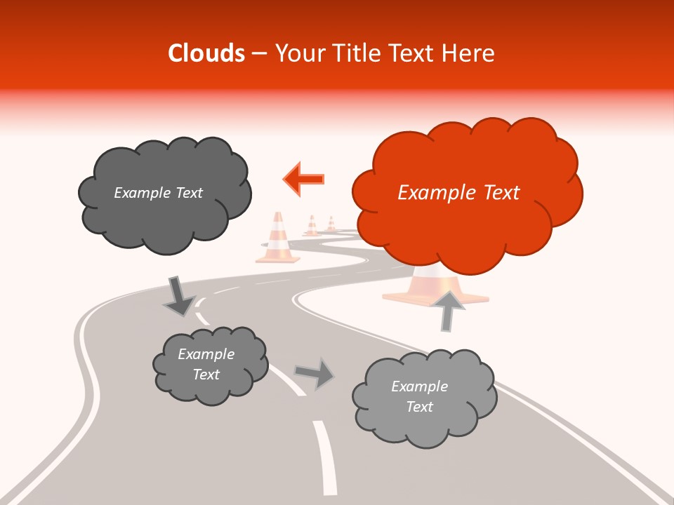 A Road With Traffic Cones And Cones On It PowerPoint Template