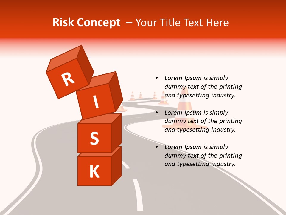 A Road With Traffic Cones And Cones On It PowerPoint Template