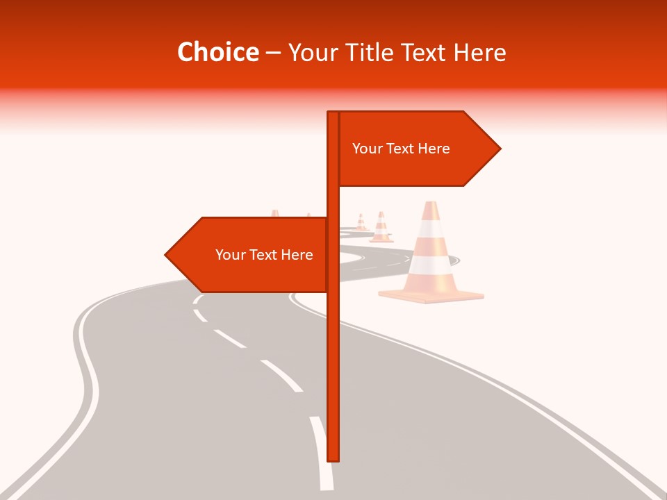 A Road With Traffic Cones And Cones On It PowerPoint Template