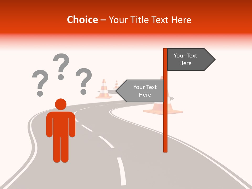 A Road With Traffic Cones And Cones On It PowerPoint Template